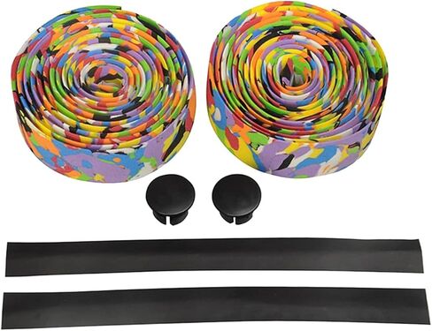 أشرطة مقود دراجة الطريق من Xiaokeis، أشرطة شريط الدراجة تلتف ذاتية اللصق، قطعتان من شريط قبضة الدراجة لوازم ركوب الدراجات في الهواء الطلق (متعددة الألوان) in Kuwait