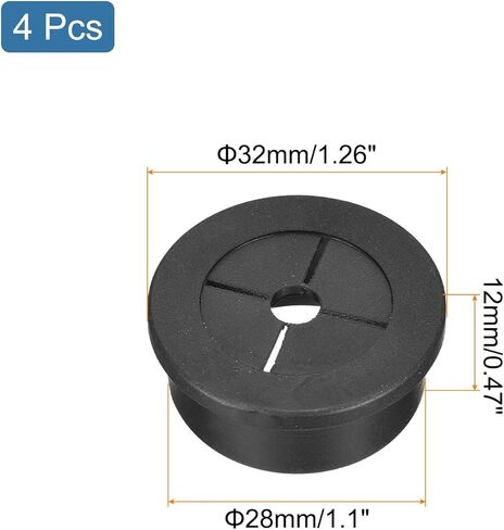 uxcell 4 Pcs Cable Cord Grommet, 1-3/8 Inch (35mm) Desk Grommet Flexible Rubber Grommets Wire Hole Cover Pass Through for Office Computer Desk Wire Organizer, Black in Saudi Arabia