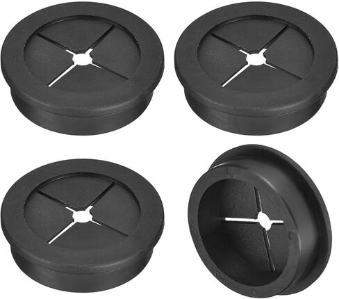 uxcell 4 Pcs Cable Cord Grommet, 1-3/8 Inch (35mm) Desk Grommet Flexible Rubber Grommets Wire Hole Cover Pass Through for Office Computer Desk Wire Organizer, Black in Saudi Arabia