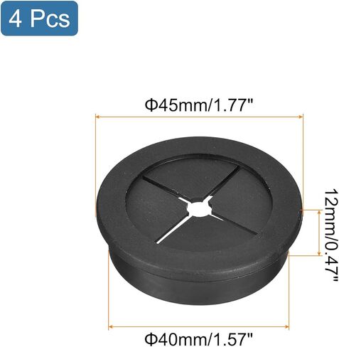 uxcell 4 Pcs Cable Cord Grommet, 1-3/8 Inch (35mm) Desk Grommet Flexible Rubber Grommets Wire Hole Cover Pass Through for Office Computer Desk Wire Organizer, Black in Saudi Arabia