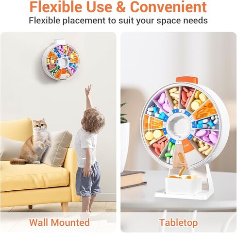 Zoksi Weekly Pill Organizer Box, Customize 14 or 7-Days Medication Storage, Wall-Mounted or Tabletop Pill Dispenser with Push Button, Easy Dispensing, Applicable to Home, Office (White) in Saudi Arabia