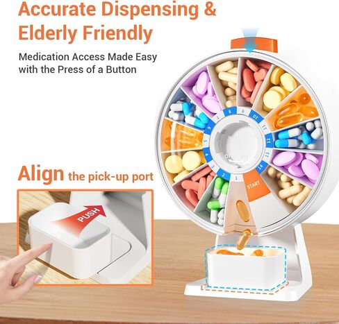 Zoksi Weekly Pill Organizer Box, Customize 14 or 7-Days Medication Storage, Wall-Mounted or Tabletop Pill Dispenser with Push Button, Easy Dispensing, Applicable to Home, Office (White) in Saudi Arabia