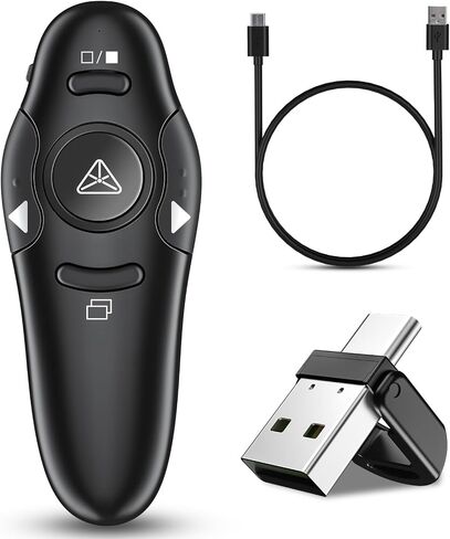 2-in-1 USB Type C Presentation Clicker Wireless Presenter Remote Clicker for PowerPoint Presentations with Laser Pointer, RF 2.4GHz USB C PowerPoint Clicker Slide Advancer for Computer/Mac/Laptop in Kuwait