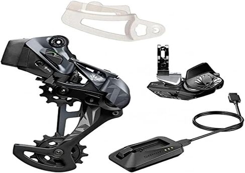 مجموعة ترقية SRAM XX1 Eagle AXS - Derailleur الخلفي لـ 52t Max، البطارية، وحدة تحكم مجداف Eagle AXS Rocker مع مشبك، شاحن/سلك، أسود in Saudi Arabia