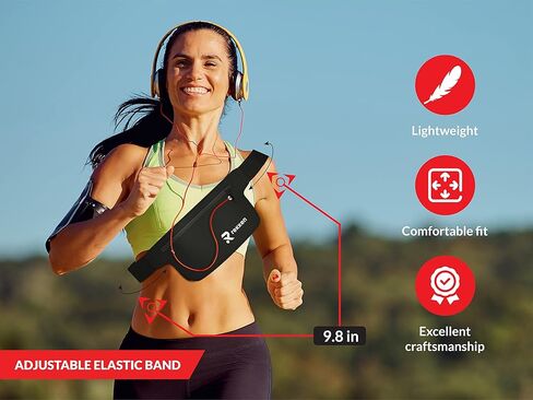 حقيبة فاني للجري - حقيبة فاني للنساء بتصميم عملي - حقيبة حزام مضادة للانزلاق ومقاومة للماء للرجال - حزام خصر للجري خالٍ من الارتداد مع حزام قابل للتعديل - حقيبة فاني رياضية خفيفة الوزن in Kuwait