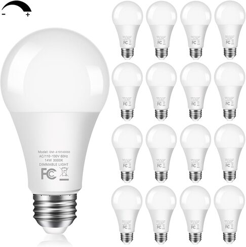 14W 1500LM مصابيح LED قابلة للتعتيم 100 وات مكافئة لمبات LED A19 مع قاعدة متوسطة E26 ضوء النهار الأبيض 5000K CRI 90+ للمطبخ المنزلي وغرفة النوم والمكتب، 10 عبوات in Saudi Arabia
