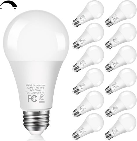 14W 1500LM مصابيح LED قابلة للتعتيم 100 وات مكافئة لمبات LED A19 مع قاعدة متوسطة E26 ضوء النهار الأبيض 5000K CRI 90+ للمطبخ المنزلي وغرفة النوم والمكتب، 10 عبوات in Saudi Arabia