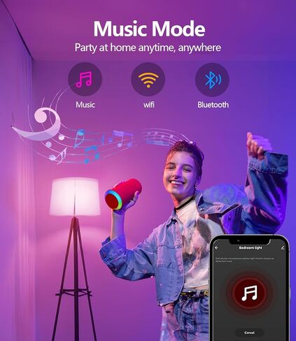مصابيح الإضاءة الذكية Luckystyle، 9W A19 E26 800LM WiFi Bluetooth LED لمبات متوافقة مع Alexa وGoogle Assistant والمنزل، 16 مليون لون لمزامنة الموسيقى متغيرة الألوان لمبة أضواء RGBWW قابلة للتعتيم (4) in Kuwait