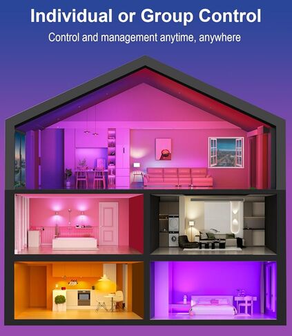 مصابيح الإضاءة الذكية Luckystyle، 9W A19 E26 800LM WiFi Bluetooth LED لمبات متوافقة مع Alexa وGoogle Assistant والمنزل، 16 مليون لون لمزامنة الموسيقى متغيرة الألوان لمبة أضواء RGBWW قابلة للتعتيم (4) in Kuwait