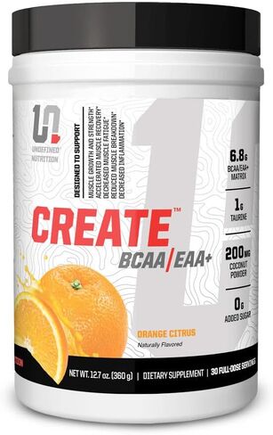 تغذية غير محددة تخلق BCAA/EAA+ (الحمضيات البرتقالية) بواسطة بريان شو - تعافي العضلات والقدرة على التحمل، 6.8 جم BCAA/EAA Matrix - كامل الطيف BCAA + مكمل الأحماض الأمينية الأساسية - 30 وجبة in Saudi Arabia