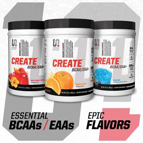 تغذية غير محددة تخلق BCAA/EAA+ (الحمضيات البرتقالية) بواسطة بريان شو - تعافي العضلات والقدرة على التحمل، 6.8 جم BCAA/EAA Matrix - كامل الطيف BCAA + مكمل الأحماض الأمينية الأساسية - 30 وجبة in Saudi Arabia