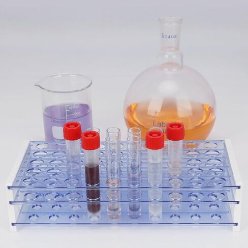 Test Tube Rack, 3-Tier Detachable Blue Plastic Test Tube Rack Tube Holder Stand Rack for Laboratory Scientific Experiments, 0.63 in 50-Place in Saudi Arabia