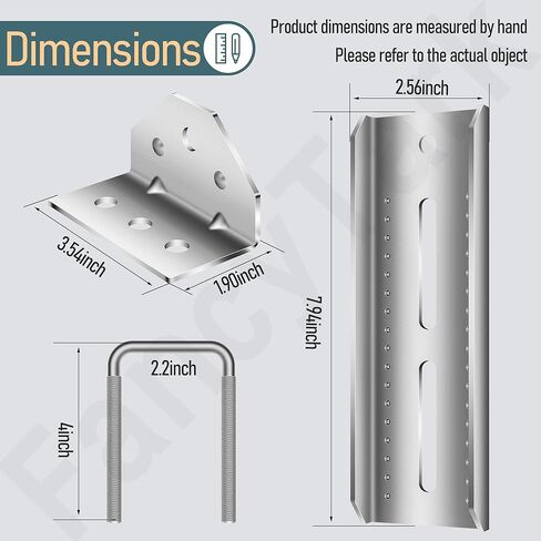 4 قطع 8 بوصات مجموعة دعامة علوية دوارة مجلفنة مع أدوات لـ 3 بوصة × 2 بوصة، 2 بوصة × 2 بوصة، 1.5 بوصة × 2 بوصة، دعامة علوية دوارة لدعامات مقطورة القارب ومسامير على شكل حرف U مربعة in Kuwait