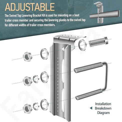 4 قطع 8 بوصات مجموعة دعامة علوية دوارة مجلفنة مع أدوات لـ 3 بوصة × 2 بوصة، 2 بوصة × 2 بوصة، 1.5 بوصة × 2 بوصة، دعامة علوية دوارة لدعامات مقطورة القارب ومسامير على شكل حرف U مربعة in Kuwait