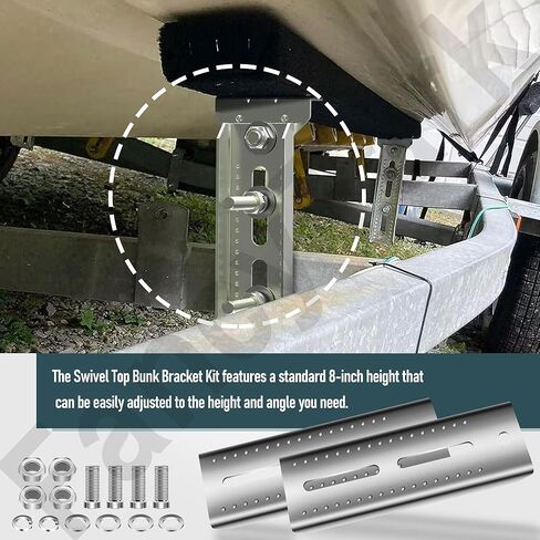 4 قطع 8 بوصات مجموعة دعامة علوية دوارة مجلفنة مع أدوات لـ 3 بوصة × 2 بوصة، 2 بوصة × 2 بوصة، 1.5 بوصة × 2 بوصة، دعامة علوية دوارة لدعامات مقطورة القارب ومسامير على شكل حرف U مربعة in Kuwait