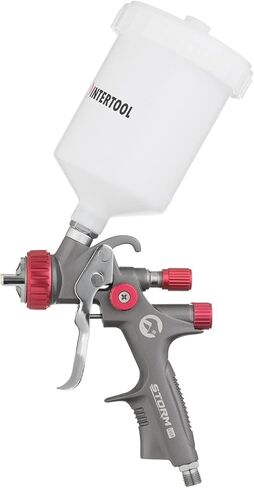 مسدس طلاء السيارات INTERTOOL HVLP، غطاء هوائي 1.3 مم، لمسة نهائية، برايمر، طبقة علوية، كوب بلاستيكي 600 سم مكعب، سلسلة M-Diamond سوداء عالية الأداء PT08-0163 in Kuwait