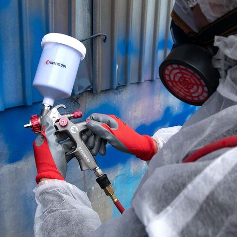 مسدس طلاء السيارات INTERTOOL HVLP، غطاء هوائي 1.3 مم، لمسة نهائية، برايمر، طبقة علوية، كوب بلاستيكي 600 سم مكعب، سلسلة M-Diamond سوداء عالية الأداء PT08-0163 in Kuwait