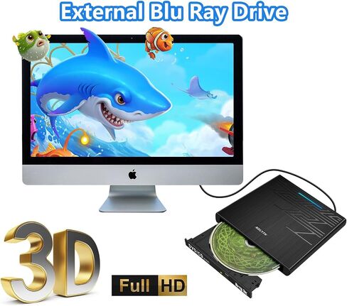 محرك أقراص بلو راي خارجي من NOLYTH، رفيع للغاية بسمك 0.7 بوصة USB 3.0/USB C RW محركات أقراص بلو راي رفيعة مشغل بلو راي مع منافذ SD/TF/2 USB محرك أقراص Blueray/DVD لأجهزة الكمبيوتر المحمول وأجهزة الكمبيوتر المكتبية وأجهزة Mac Windows Linux in Saudi Arabia