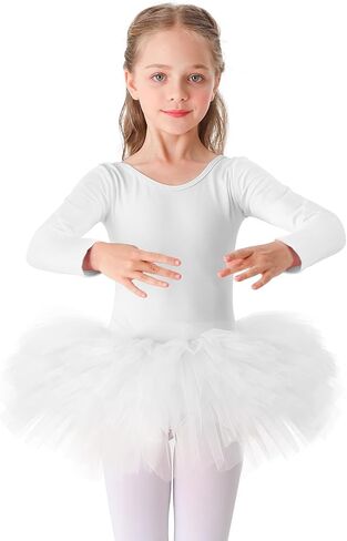 Bezioner Girls Cotton Ballet Dance Dress Cute Tutu Skirted Leotard Long Sleeve in Saudi Arabia