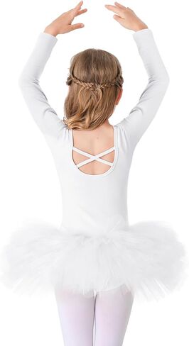 Bezioner Girls Cotton Ballet Dance Dress Cute Tutu Skirted Leotard Long Sleeve in Saudi Arabia