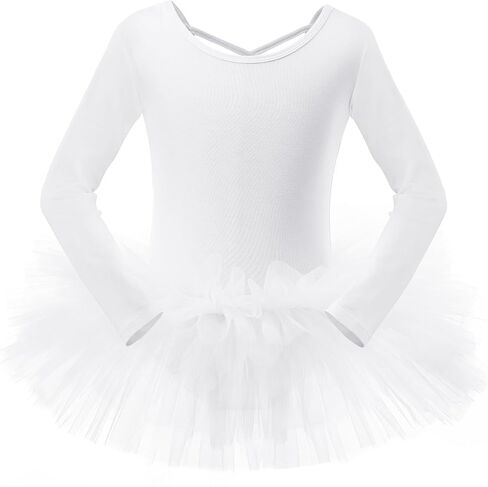 Bezioner Girls Cotton Ballet Dance Dress Cute Tutu Skirted Leotard Long Sleeve in Saudi Arabia
