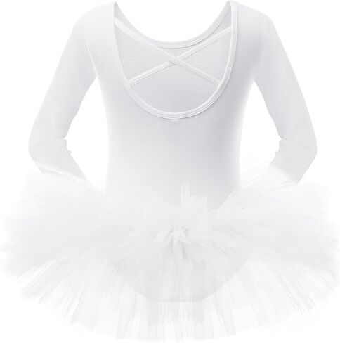 Bezioner Girls Cotton Ballet Dance Dress Cute Tutu Skirted Leotard Long Sleeve in Saudi Arabia
