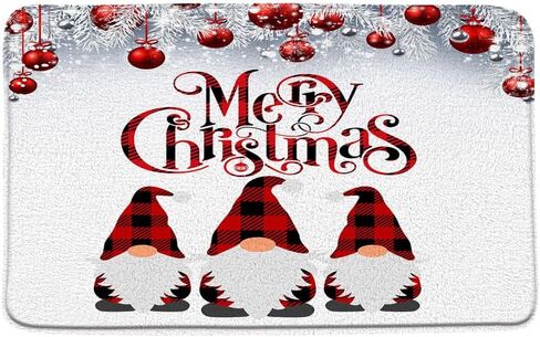 Sunhe 3 Piece Christmas Gnome Bath Mat Sets Cute Gnome Folklore Elves Red Black Buffalo Plaid Pine Twig Xmas Balls Winter Holiday Bathroom Rug,Toilet Seat Cover,U-Shaped Floor Mat in Saudi Arabia