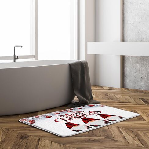 Sunhe 3 Piece Christmas Gnome Bath Mat Sets Cute Gnome Folklore Elves Red Black Buffalo Plaid Pine Twig Xmas Balls Winter Holiday Bathroom Rug,Toilet Seat Cover,U-Shaped Floor Mat in Saudi Arabia