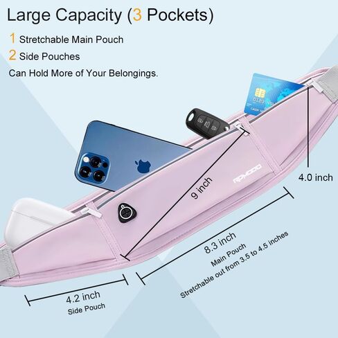 Running Fanny Pack for Women, Running Belts for Men, Water Resistant Waist Pack, Large Capacity Phone Pouch，Adjustable Bounce Free Phone Holder for Running Walking Hiking Cards Key Light Purple in Saudi Arabia