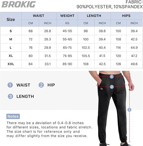 BROKIG بنطال رياضي Hidzip Gym Joggers خفيف الوزن مدبب للتمرين الرياضي للرجال مع جيب بسحاب ورياضة الركض in Saudi Arabia