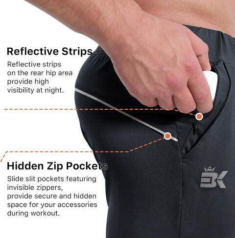 BROKIG بنطال رياضي Hidzip Gym Joggers خفيف الوزن مدبب للتمرين الرياضي للرجال مع جيب بسحاب ورياضة الركض in Saudi Arabia