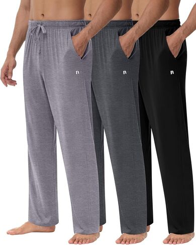 Neer 3 Pack Men's Yoga Sweatpants, Athletic Lounge Drawstring Sweat Pants Loose Workout Open Bottom Jogger Pants with Pockets in Saudi Arabia