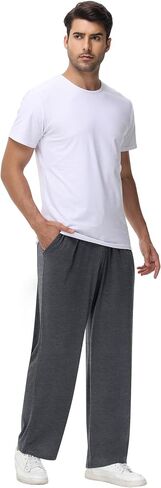 Neer 3 Pack Men's Yoga Sweatpants, Athletic Lounge Drawstring Sweat Pants Loose Workout Open Bottom Jogger Pants with Pockets in Saudi Arabia