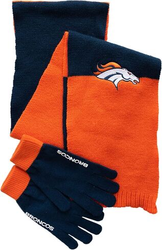 Littlearth unisex-adult NFL Denver Broncos Colorblock Scarf & Glove Gift Set, Multi, 70" L x 8" W in Saudi Arabia