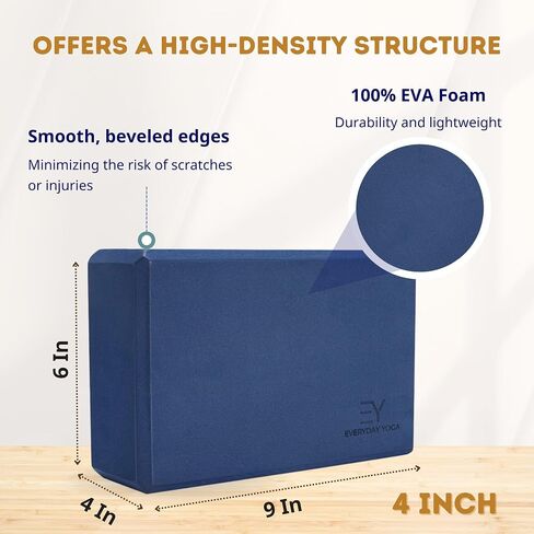 Everyday Yoga Foam Block and Yoga Strap Set, Soft Non-Slip Surface for Stability, Balance, and Deepen Stretches - Ideal for Yoga, Pilates, and Meditation Accessories in Saudi Arabia