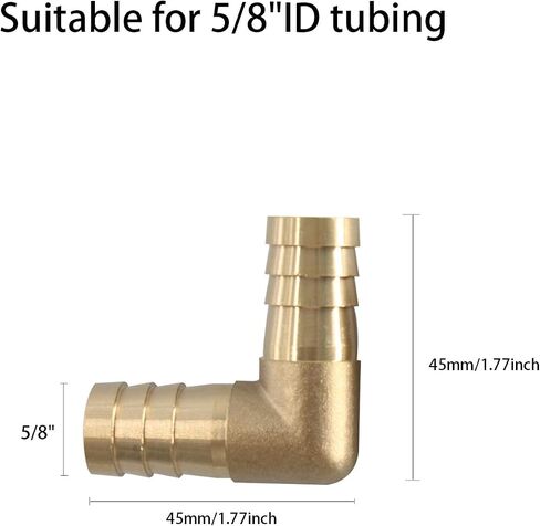 2Pcs 1/4Inch 90 Degree Brass Hose Barb, L Right Angle Brass Barb Elbow Connector Fitting with 4Pcs Hose Clamps for Fuel, Air, Water, Oil, Gas(6mm) in Saudi Arabia