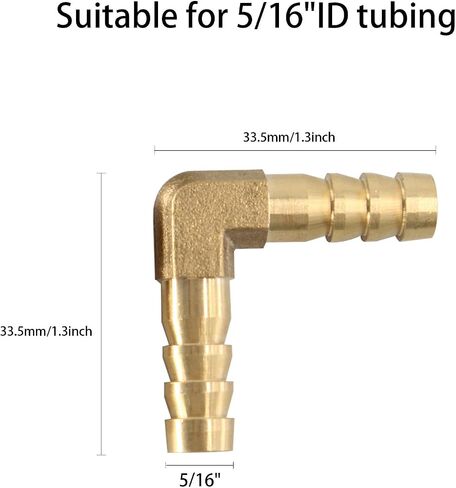 2Pcs 1/4Inch 90 Degree Brass Hose Barb, L Right Angle Brass Barb Elbow Connector Fitting with 4Pcs Hose Clamps for Fuel, Air, Water, Oil, Gas(6mm) in Saudi Arabia