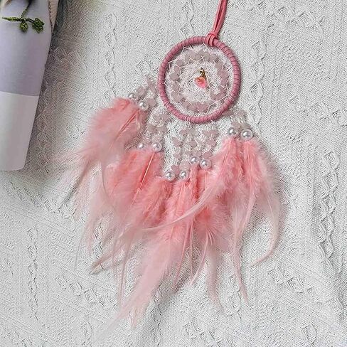 Car Dream Catcher for Rearview Mirror Accessories, Car Mirror Hanging Accessorie, Car Charms Ornament Lucky Ornament Pendant Car Interior Accessorie (Pink) in Saudi Arabia