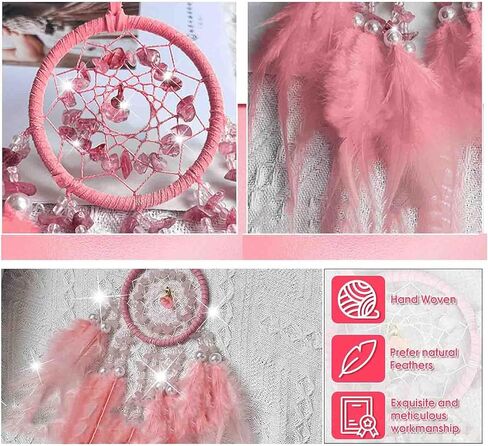 Car Dream Catcher for Rearview Mirror Accessories, Car Mirror Hanging Accessorie, Car Charms Ornament Lucky Ornament Pendant Car Interior Accessorie (Pink) in Saudi Arabia