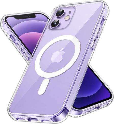 JETech Magnetic Case for iPhone 12 Mini 5.4-Inch Compatible with MagSafe Wireless Charging, Shockproof Phone Bumper Cover, Anti-Scratch Clear Back (Clear) in Kuwait