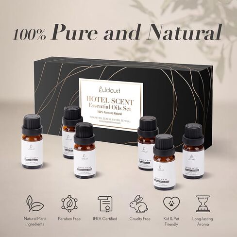 JCLOUD Summer Fragrance Oils Set | Hotel Collection Diffuser Oil & Home Luxury Scents - Gift Set of 6 Summer Essential Oil for Diffusers for Home, Fresh Citrus, Tropical Fruity & Clean Aquatic, 6x10mL in Saudi Arabia