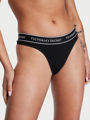 Victoria's Secret Cotton Logo Thong Panty Pack, Underwear for Women, 5 Pack, Spring Mix (S) in Saudi Arabia