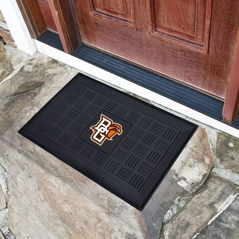 FANMATS 12460 Bowling Green Falcons Heavy Duty Vinyl Medallion Outdoor Door Mat - 19.5in. x 31in, Black in Saudi Arabia