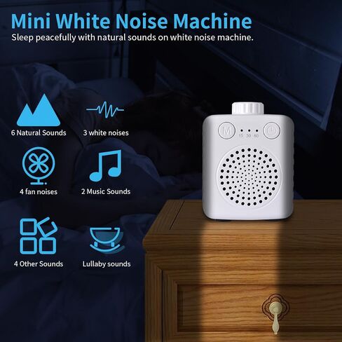 White Noise Machine with 20 Soothing Sounds Portable Sound Machine for Baby Adults White Noise Sound Machine|Hanging Rope|Headphone Jack|Timers|Memory Function Compact Size-Black in Saudi Arabia