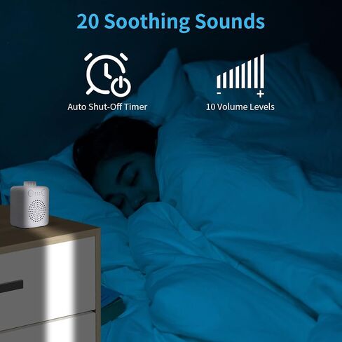 White Noise Machine with 20 Soothing Sounds Portable Sound Machine for Baby Adults White Noise Sound Machine|Hanging Rope|Headphone Jack|Timers|Memory Function Compact Size-Black in Saudi Arabia