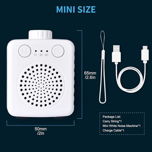 White Noise Machine with 20 Soothing Sounds Portable Sound Machine for Baby Adults White Noise Sound Machine|Hanging Rope|Headphone Jack|Timers|Memory Function Compact Size-Black in Saudi Arabia