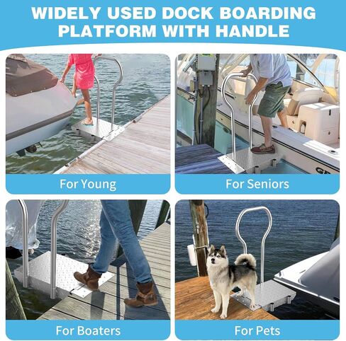Boat Boarding Platform with Handrail, Foldable Dock Boarding Platform with Handle(500LBs Capacity,Silver) in Saudi Arabia