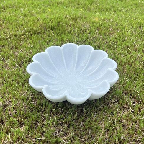 HandCrafted Marble Large Decorative Bowl | White Decorative Bowls for Home Decor | Ruffle Bowl | Scalloped Bowl | Fluted Bowl | Key/Fruit Bowl | Ring Dish | Organic Modern Home Decor Bowl (8 Inches) in Saudi Arabia