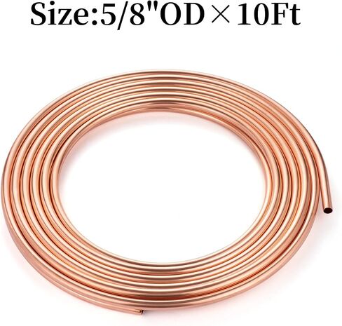 BELLA BAYS Copper Tubing 5/8" OD x 0.569" ID x 10 Ft, 99.9% C12200 ASTM B280 Refrigeration ACR Tubing Seamless Soft Coil Round T2 Pure Copper Tube for HVAC System, Refrigerators, Industry, DIY in Saudi Arabia