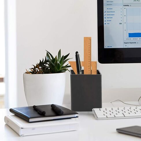 NIUBEE White Acrylic Pen Holder 4 Pack, Desktop Pencil Cup Stationery Organizer for Office Desk Accessory in Kuwait